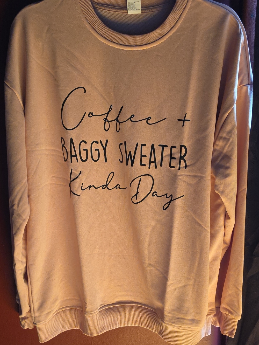 Coffee + Baggy Sweater Kinda Day - Pink Women's Sweatshirt